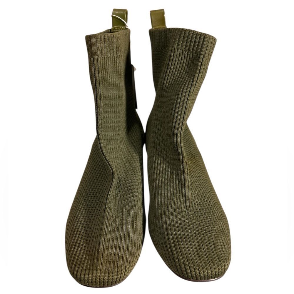 Joie Neely Olive Green Ribbed Knit Ankle Boots Size 9 1/2
